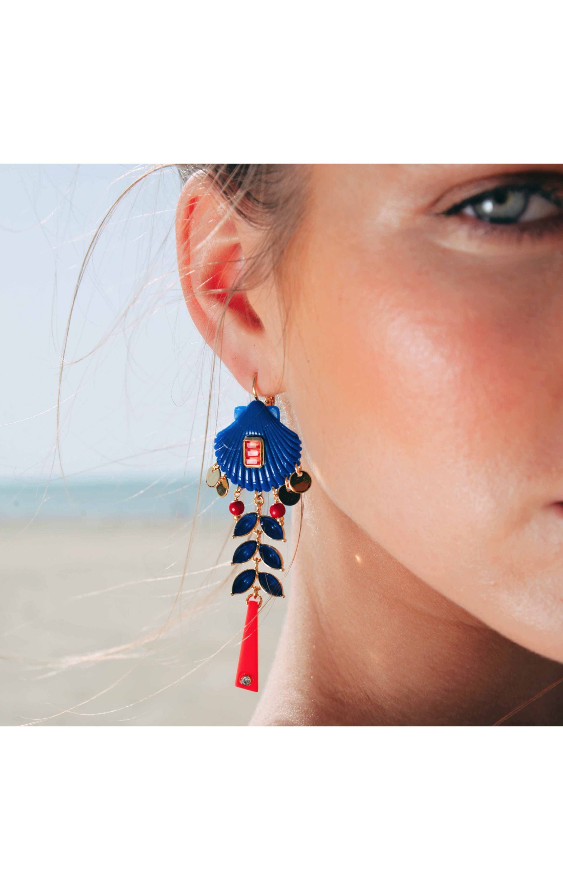  Boucles D'oreilles Coralie Bleu Indigo
