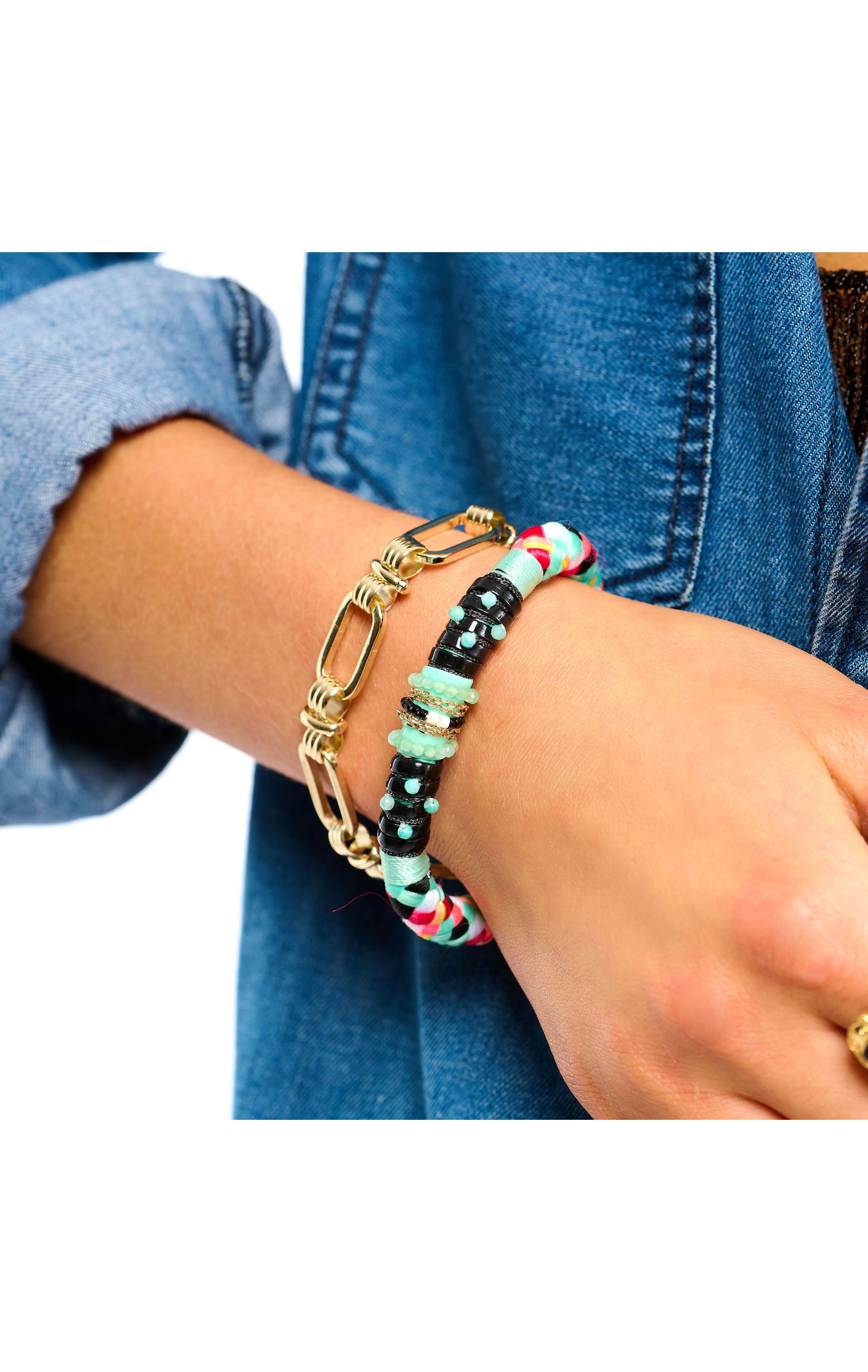  Bracelet Pyramid Doré