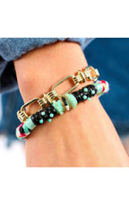  Bracelet Pyramid Doré